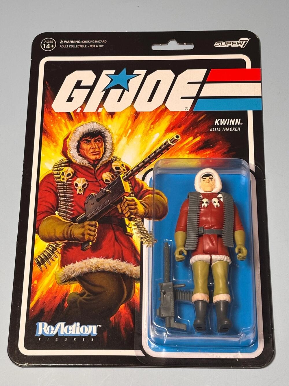 Kwinn G.I. Joe Elite Tracker Retro Action Figure 3.75" Reaction Toy Super7 2021